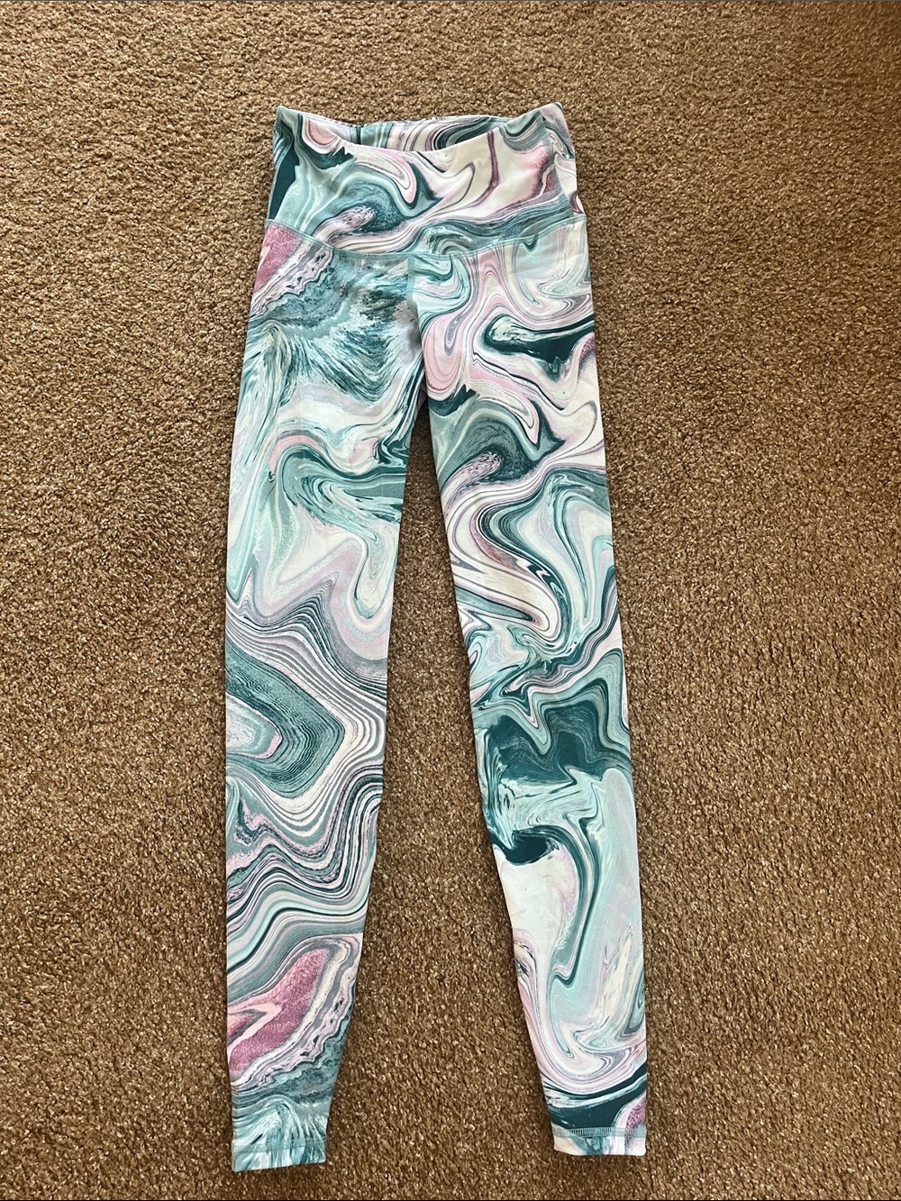 Old Navy XS Marble-Print Leggings in Teal & Pink : never used